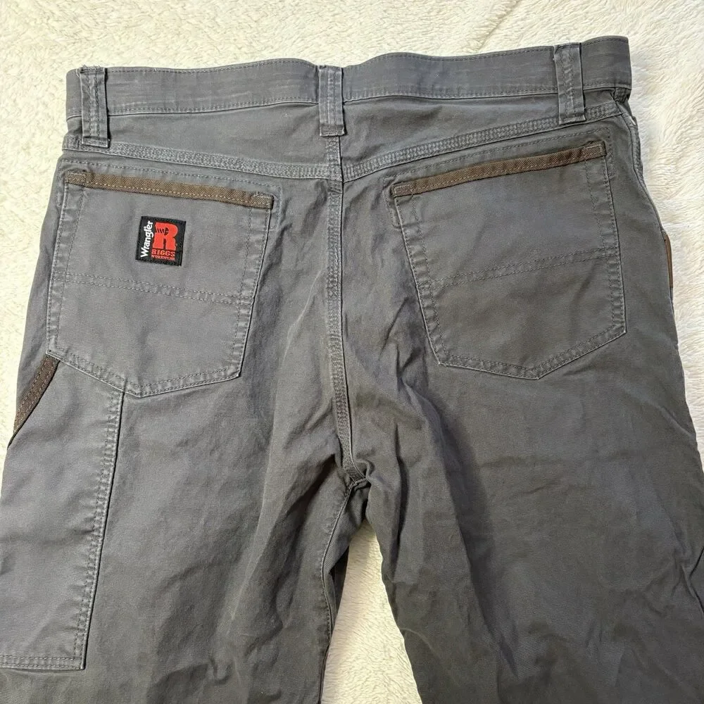 Wrangler Riggs Ranger Workwear Pants Mens 37x32  Ripstop Relaxed Fit Double Knee